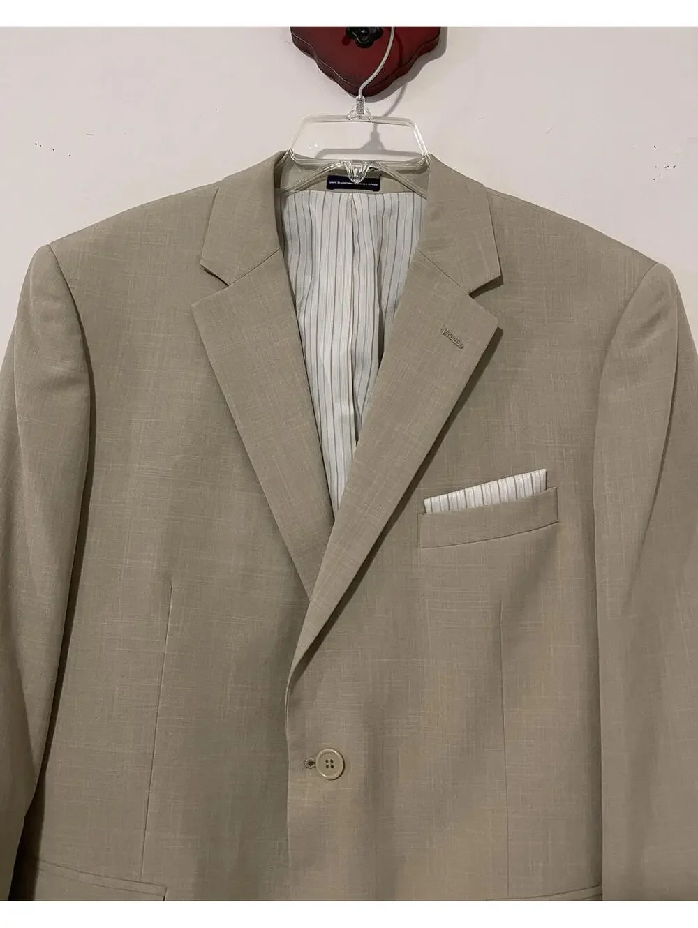 Stafford Mens 42R Beige Blazer Suit Jacket & 36x29 Classic-Fit Dress Pants AZZ10